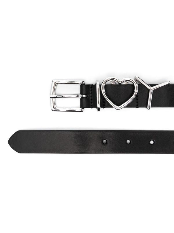 Heart Metal-accented Leather Belt
