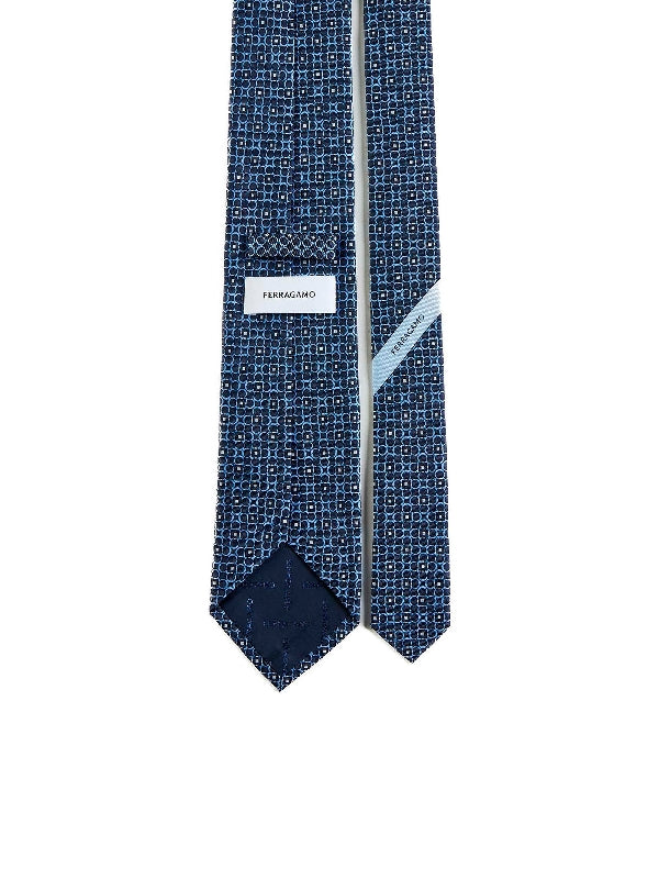 Gancini Printed Silk Tie