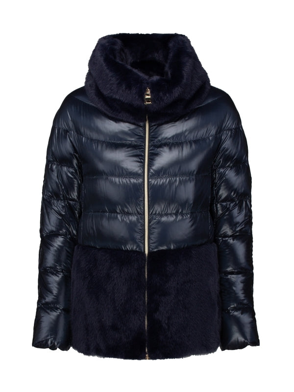 Shearling Panel High-neck Padded Jacket