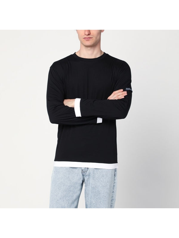 Logo Tab Cotton Crewneck Knit
