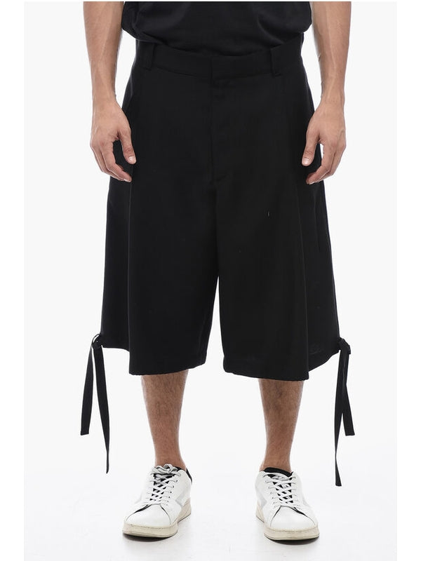 Drawstring Wool Silk Bermuda Shorts