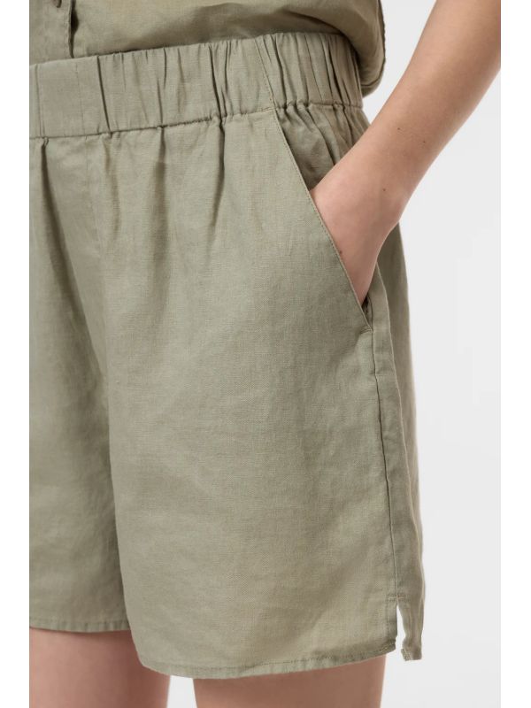 Green Linen Banded Shorts