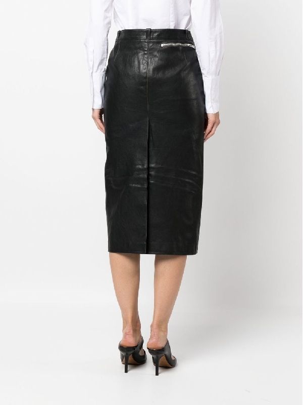 Zipper Decor Leather Skirt