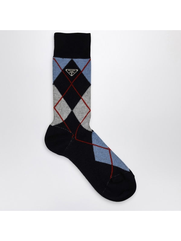 Triangle Logo Argyle Cotton Socks