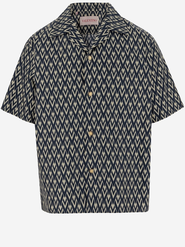 V Logo Pattern Cotton Shirt