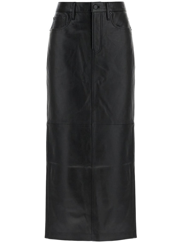 Lambskin Leather Long Skirt