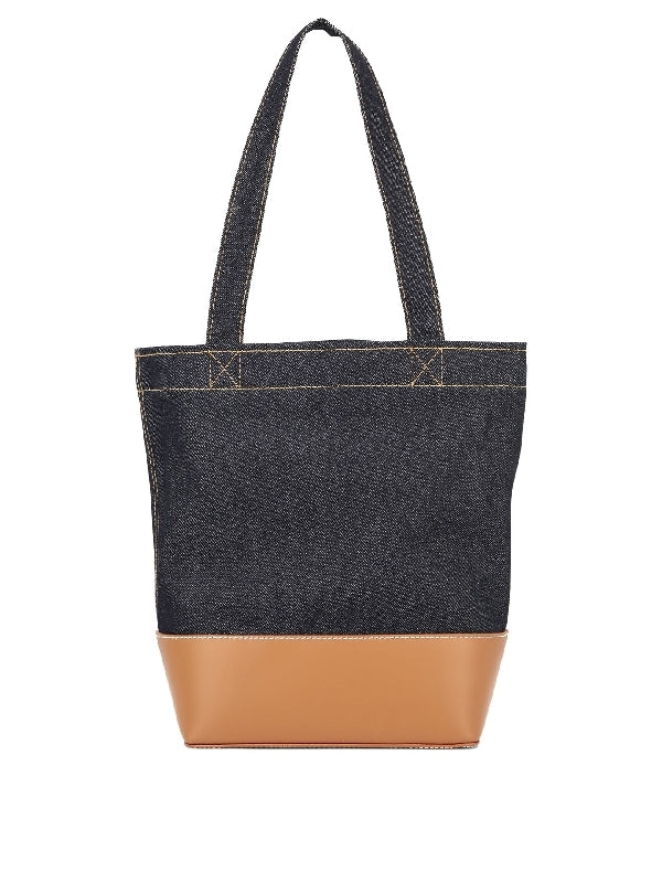 Axel Logo Denim Leather Tote Bag