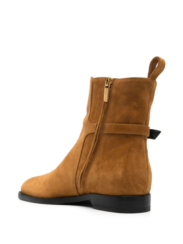 Buckle Detail Suede Ankle Boots