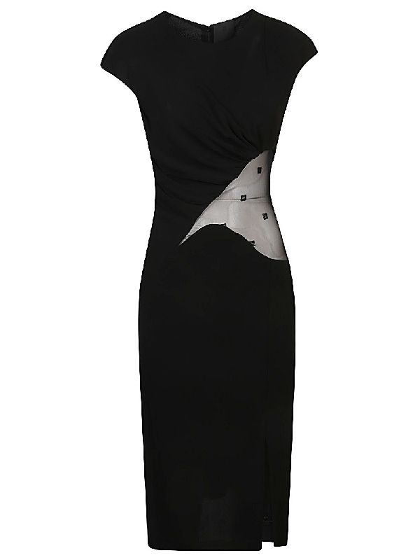 4G Mesh Insert Slit Dress