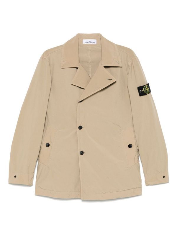 Wappen Patch Double-Breasted Trench Jacket