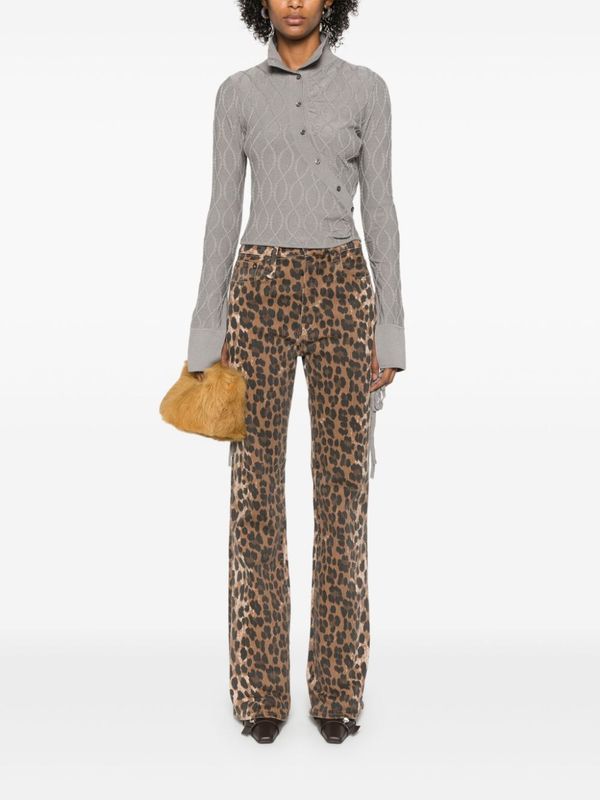 Jane Leopard Printing Denim
  Pants