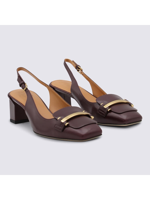 Tod'S Burgundy Slingback Heels
