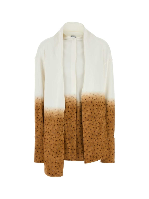 Scarf-neck leather trompe l'œil shirt