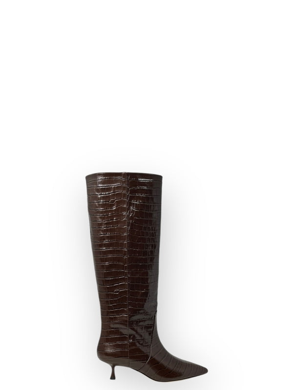 Naomi 50 Croc-Effect Leather High Boots