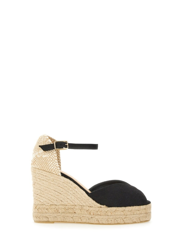 Castañer Black Beige Wedge Sandals