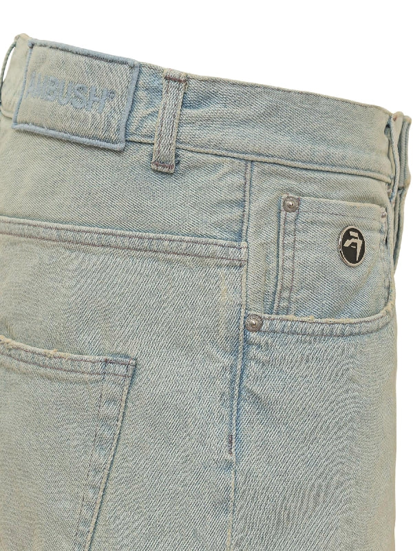 Logo Patch Cotton Denim Bermuda Shorts