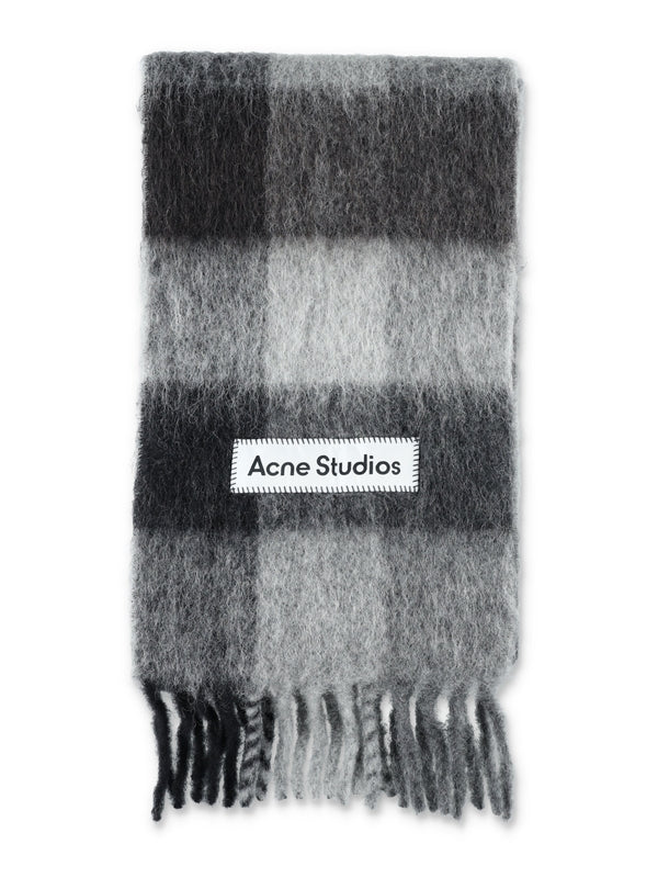 Logo Wool Blend Checked Muffler