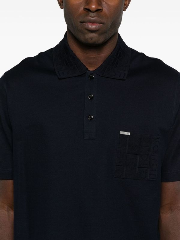 Chest Embroidery Detail Cotton Polo Shirt