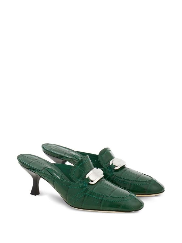 New Vara Croc Embossed Mule Heel