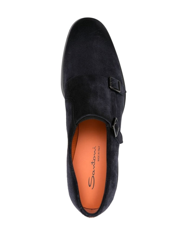 Double Buckle Suede Monk Strap Shoes