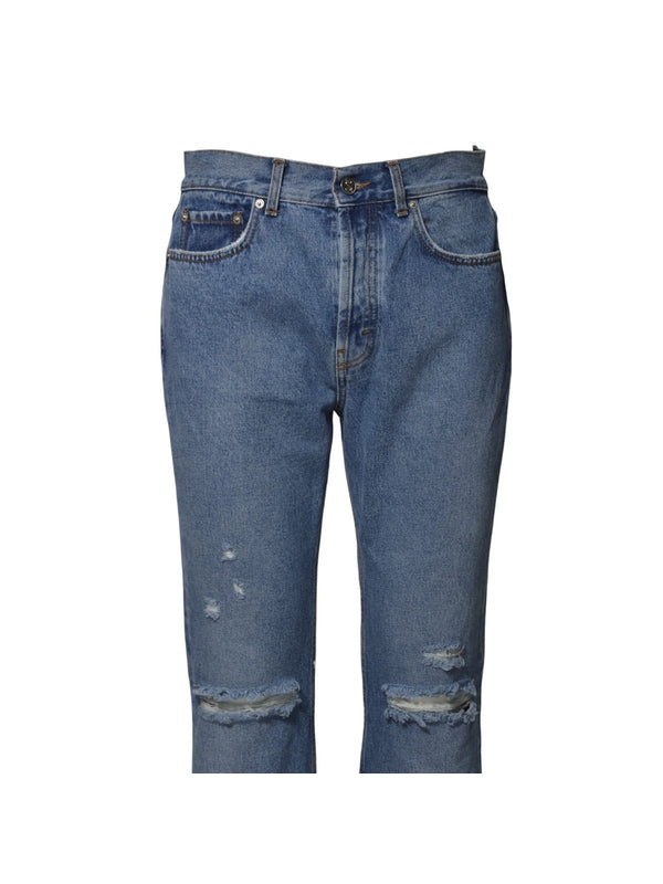 Rider Cut Distressed Denim Pants