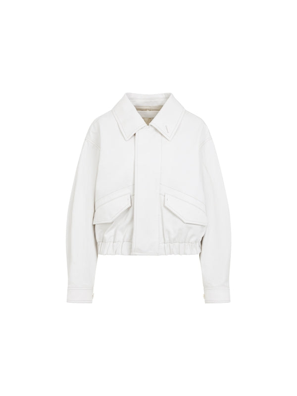 Crop Twill Cotton Bomber Jacket