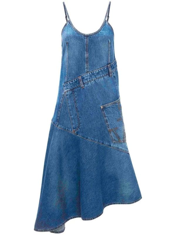 Asymmetric Denim Sleeveless Dress