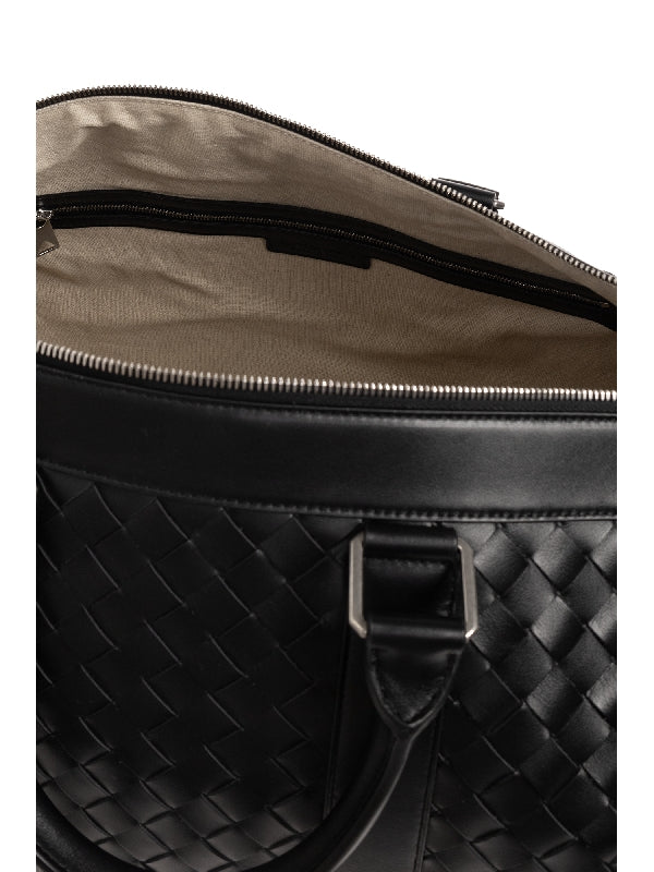 Intrecciato Leather Boston Bag