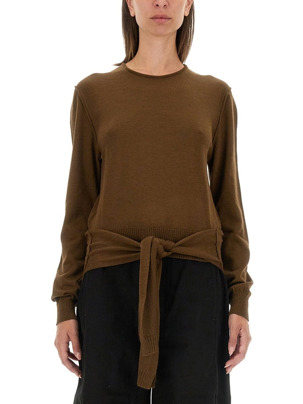 Brown Crewneck Wool Blend Knit