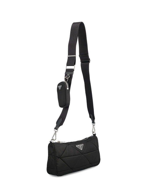 Triangular Logo Quilted Nylon Pouch Shoulder Bag