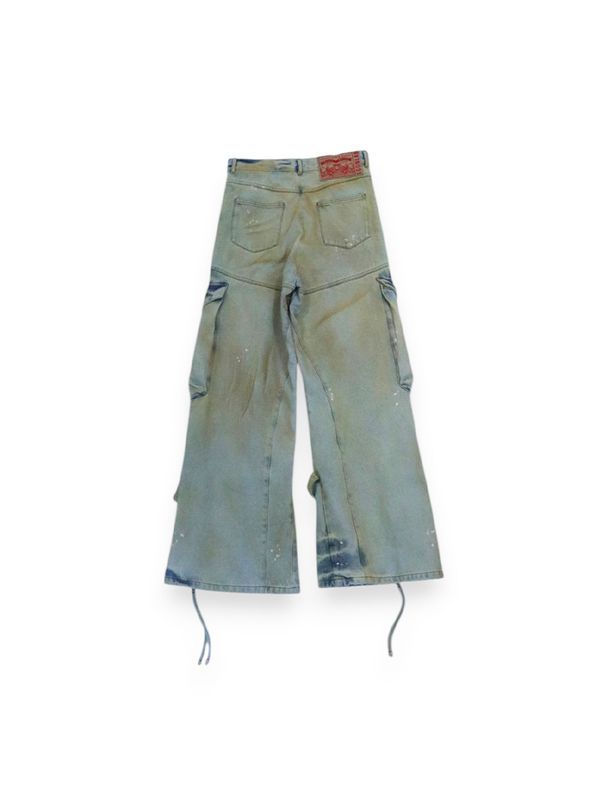Dirty Detail Cargo Denim Pants