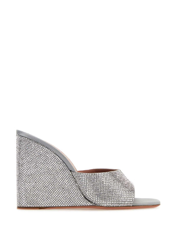 Lupita Allover Crystal Satin Wedge Heels