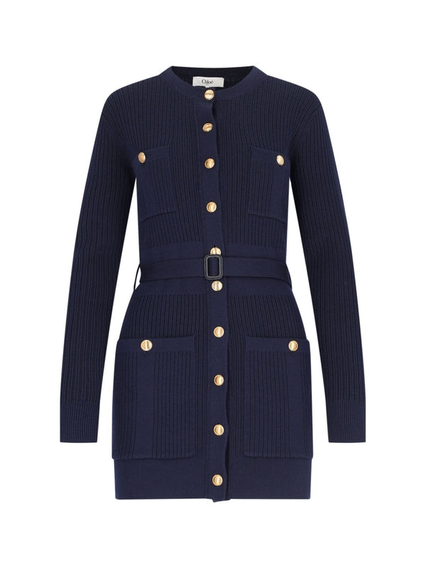 Chloe - Belt Wool Blend Cardigan Mini Dress - Jente