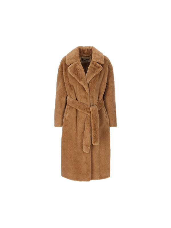 Belted Shearling Coat