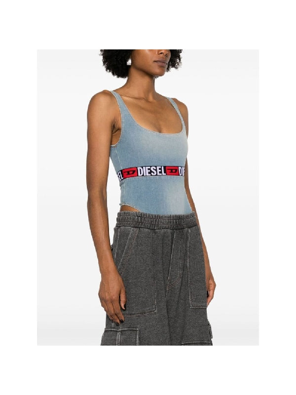 De Geny S Logo Denim Bodysuit