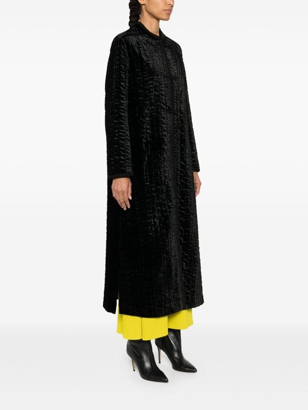 Black Quilted Long Coat