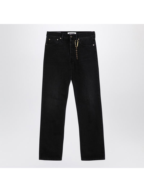 Slim Fit Key Fob Detail Washed Denim Pants