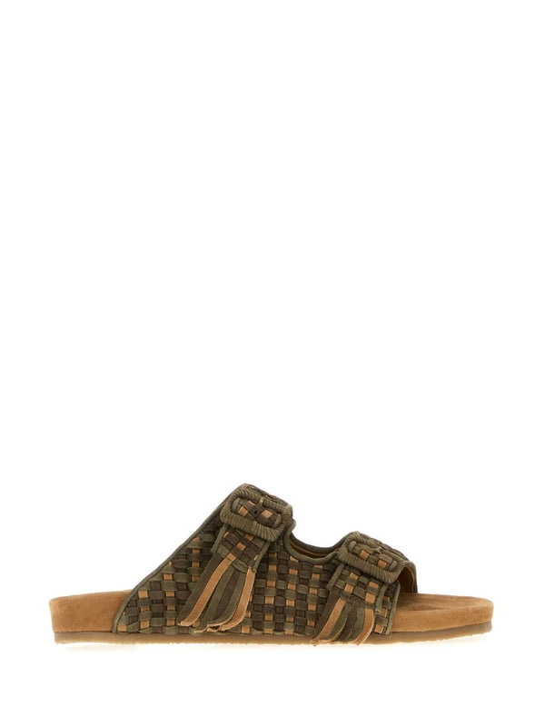 Baziszt Green Checked Sandals