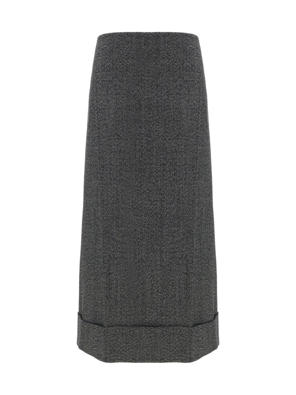 Asymmetric Roll-Up Wool Skirt