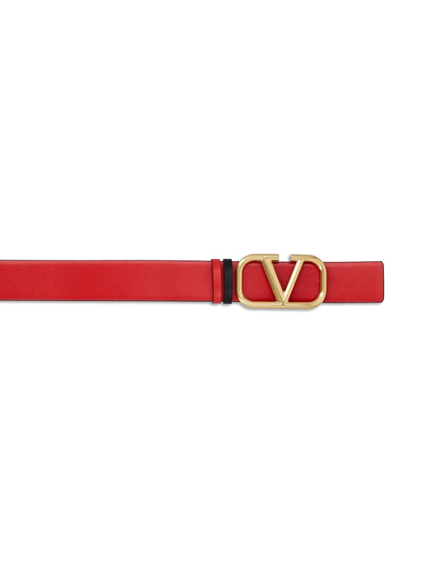 V Logo Reversible Leather Belt