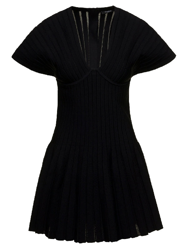 Pleats Scoop Neck Knit Dress