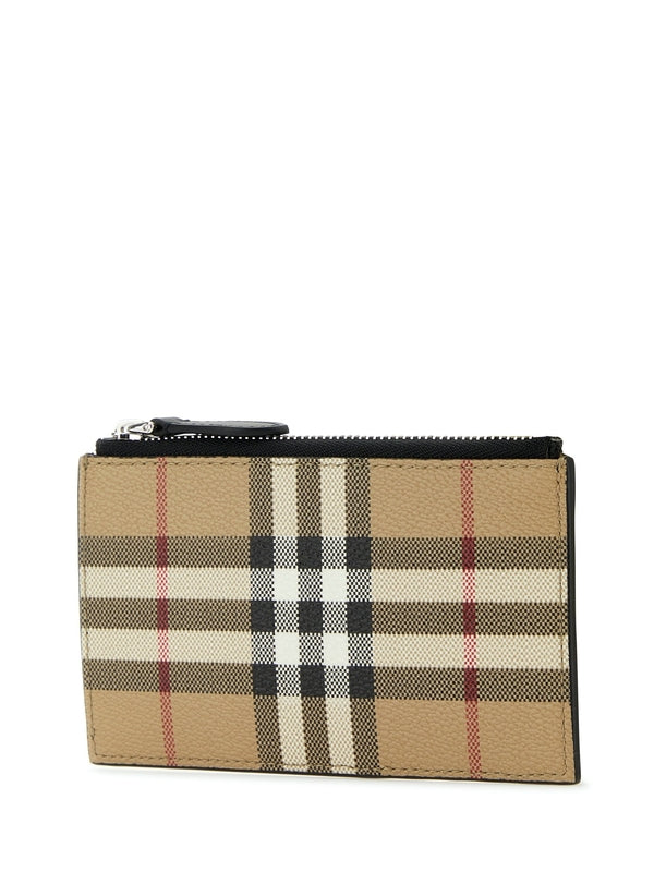 Vintage Check Zipper Card Wallet