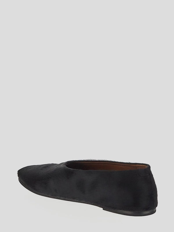 Black Leather Flat Shoes