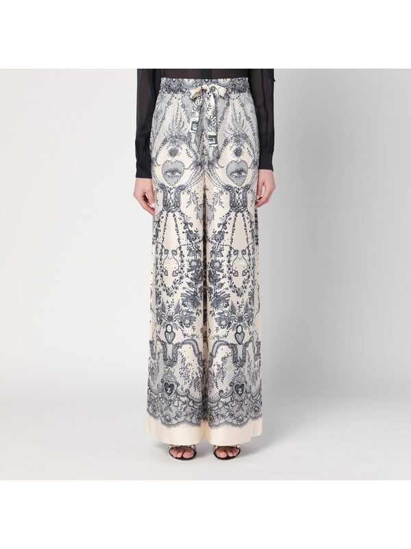 Wide Crush Silk Trousers