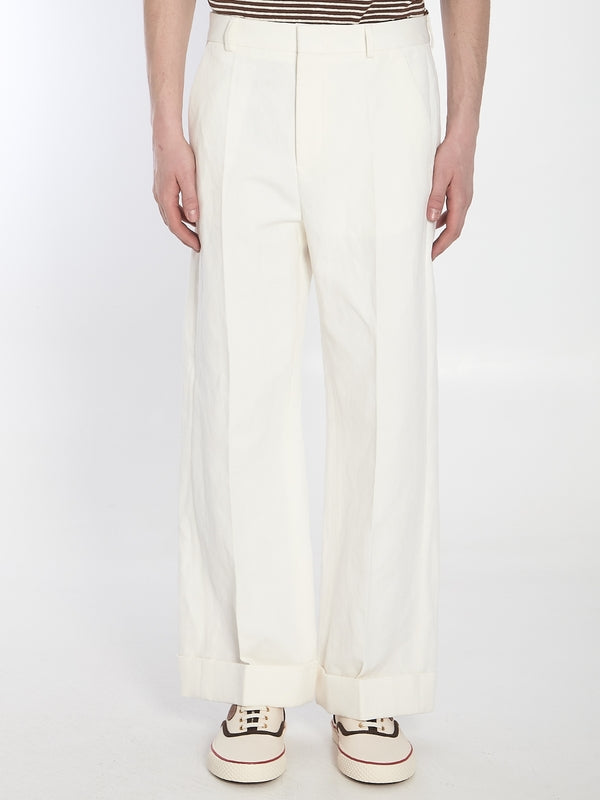 White Cotton Linen Pants