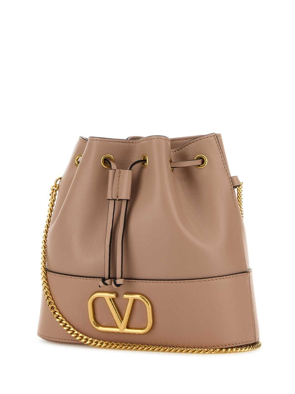 V Logo Leather Woc Bag