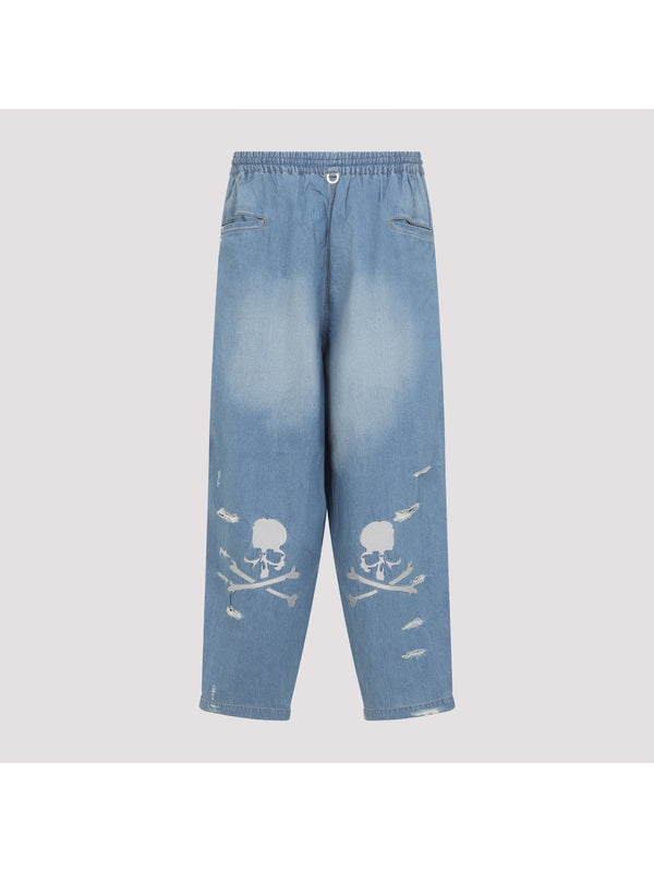Skull String Detail Denim Pants
