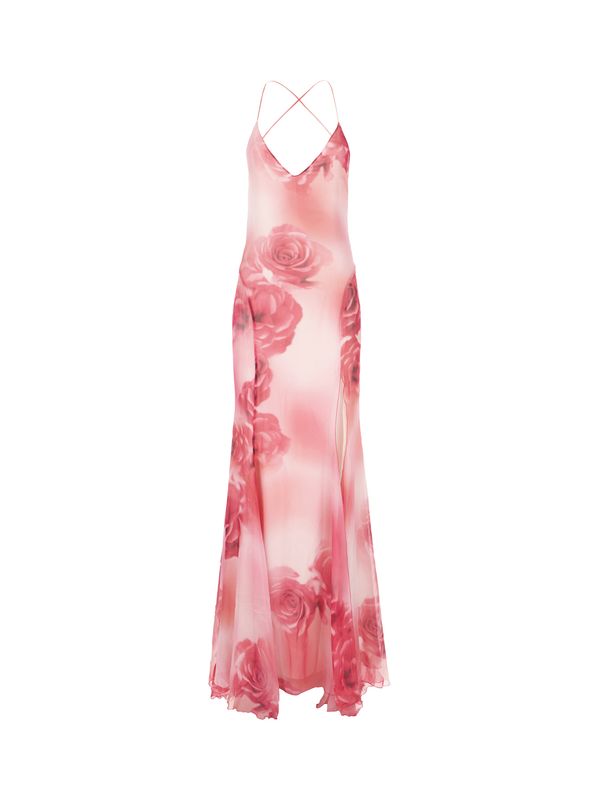 Flower Print Silk Dress