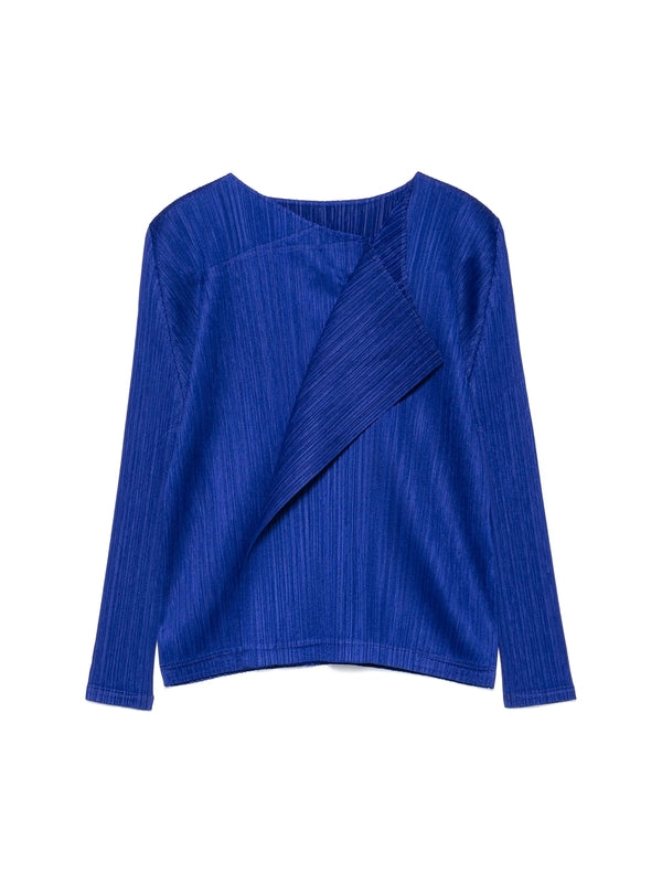 Pleated Asymmetrical Neck
  Draped Blouse