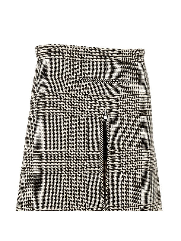 Zipper Detail Check Skirt